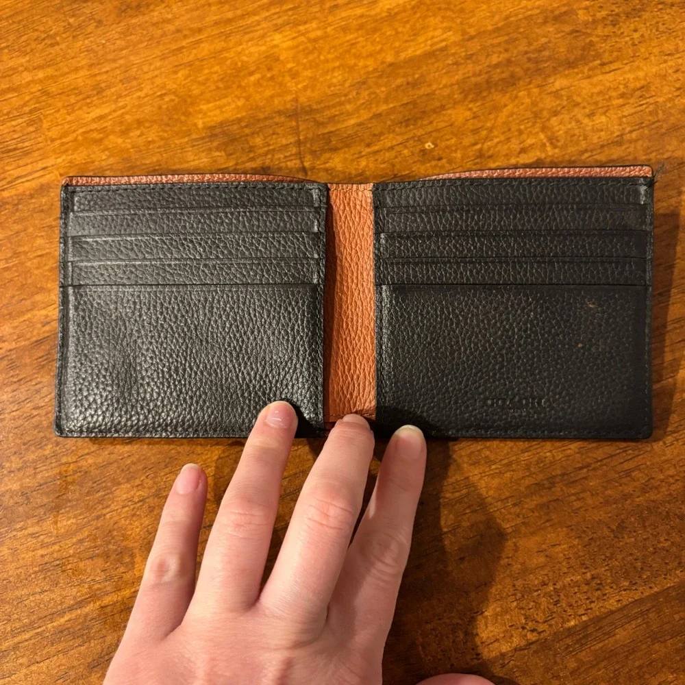 Coach Wallet Bifold Heritage Logo OS Pebbled Leather Black Classic Designer